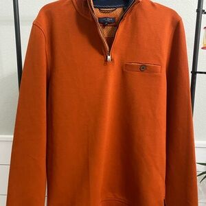 Ted Baker Men's Burnt Orange 1/4 Zip-Up Sweater Size 3